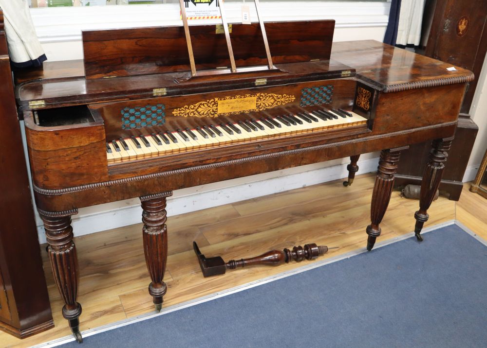 A good George IV rosewood square piano, by Thos. Tomkison, Dean Street, Soho, Maker to his Majesty stamped no. 8214?